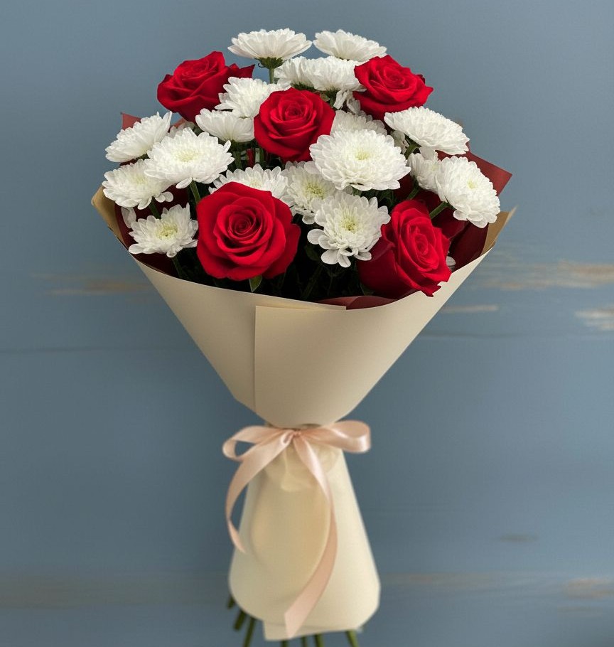 Букет цветов из: Розы и Хризантемы в Гизель