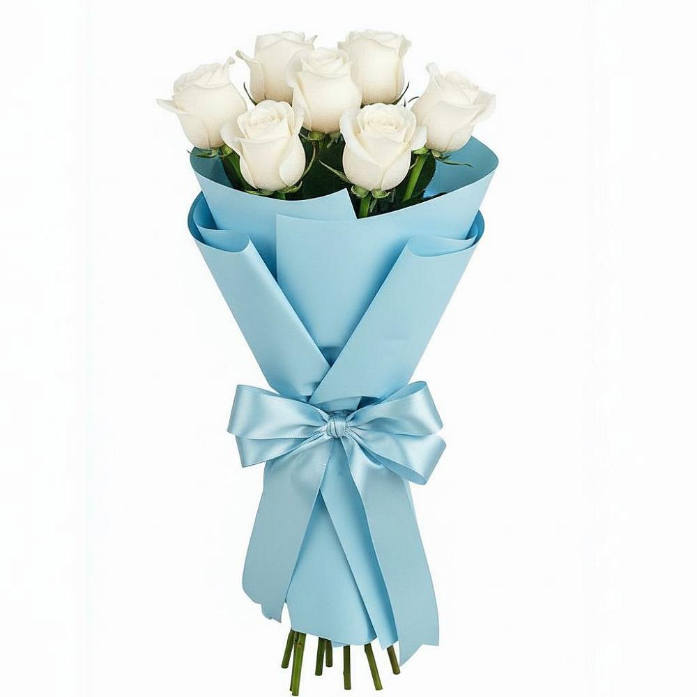 Букет 7 белых роз Проуд в Гизель