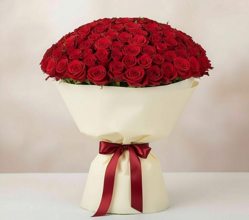 Букет 101 Красная роза Милано в Гизель
