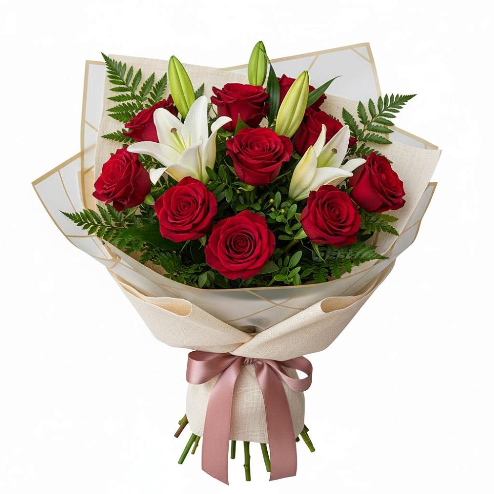 Букет цветов из: Лилии и Розы в Гизель