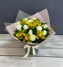 Букет цветов из:  Орхидеи и Розы в Гизель