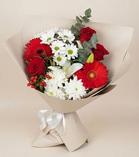 Букет цветов из:  Розы, Хризантемы, Герберы и Лилии в Гизель