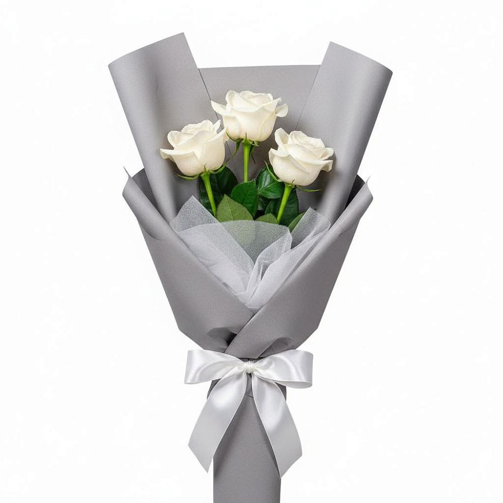 Букет 3 белые розы в Гизель