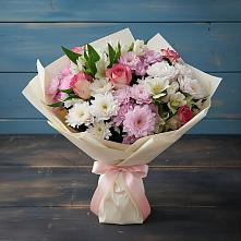 Букет цветов из:  Хризантемы, Альстромерии и Розы в Гизель