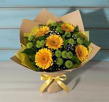 Букет цветов из:  Герберы и Хризантемы в Гизель