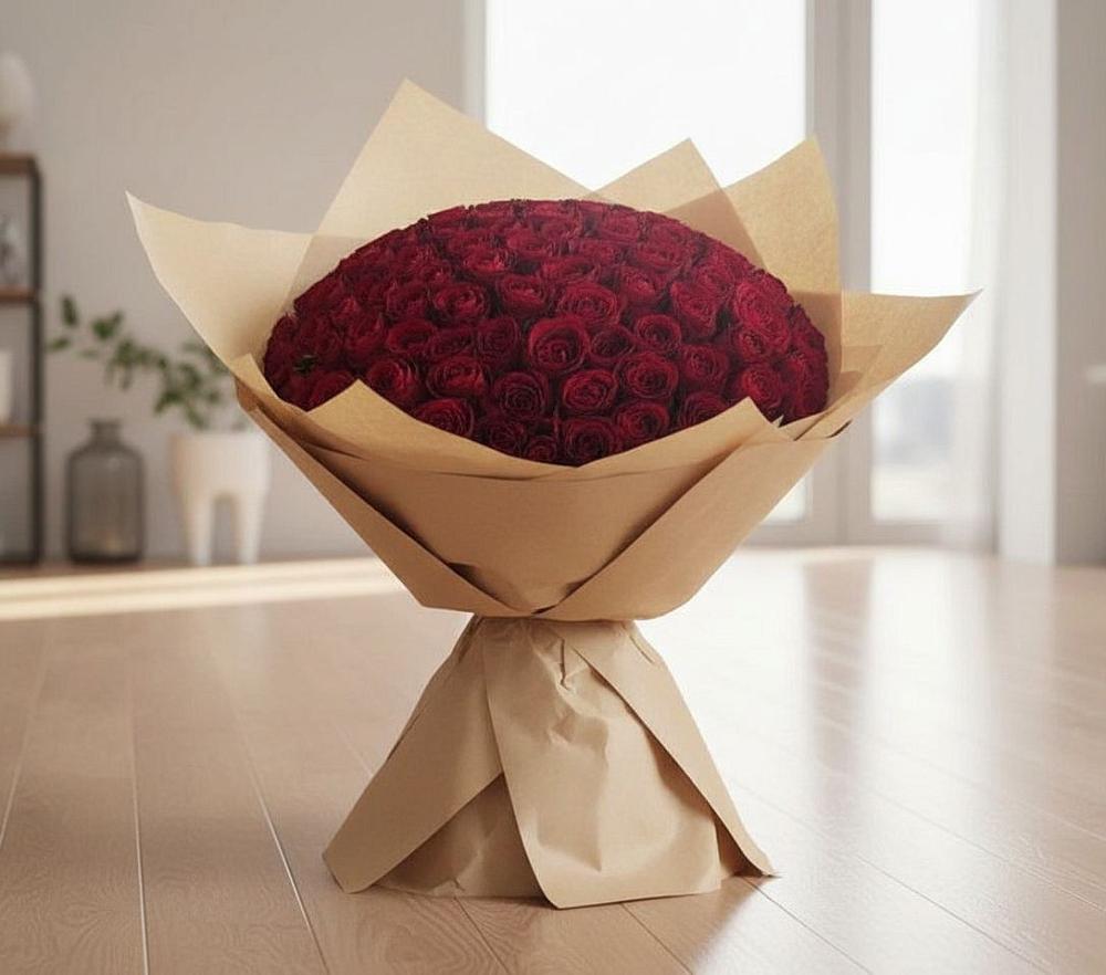 Букет 101 Красная роза в Гизель