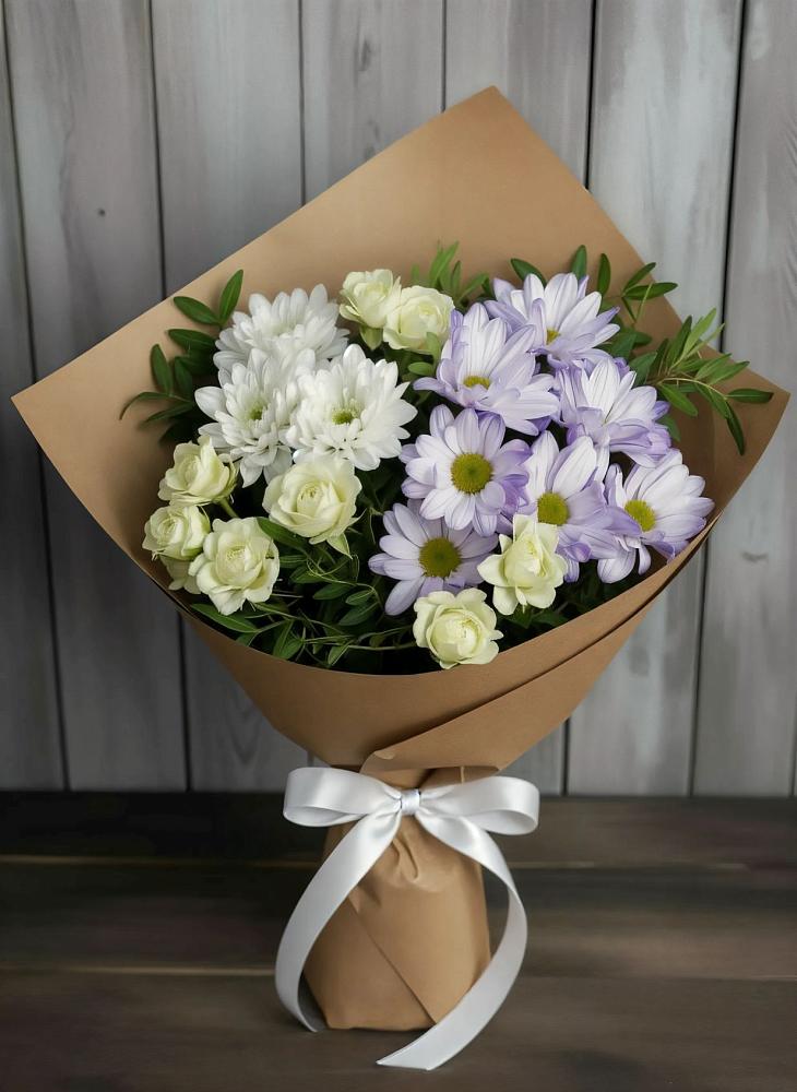 Букет цветов из: Хризантемы и Розы в Гизель